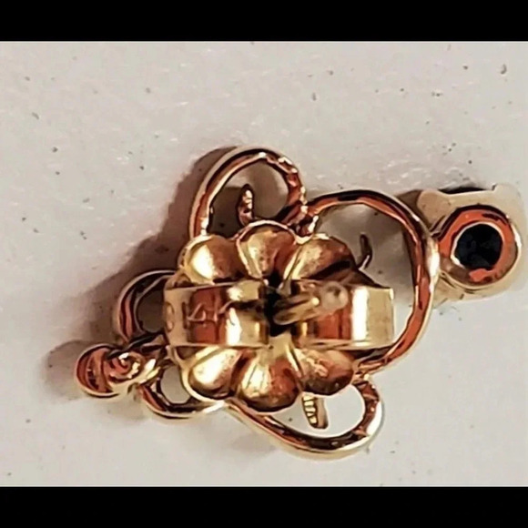 10K Solid Gold and Synthetic Sapphire Necklace - Picture 4 of 5